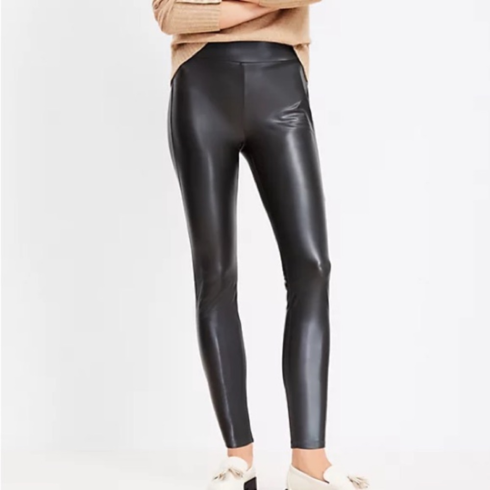 LOFT Black Faux Leather Pants